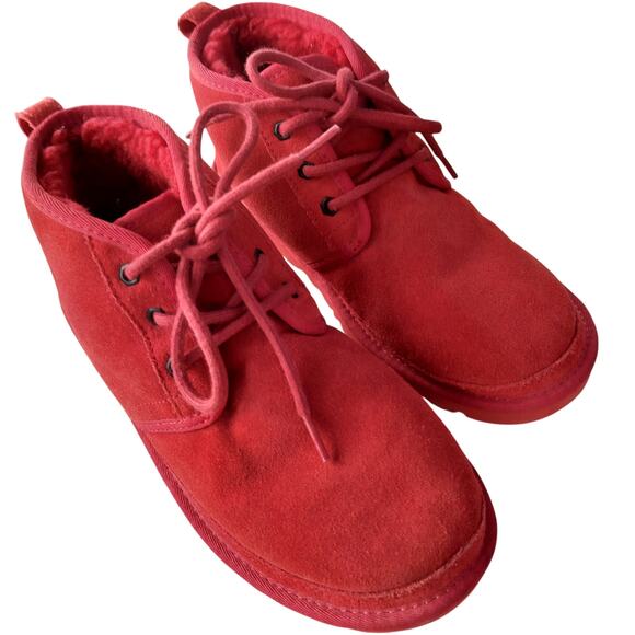 4722) UGG Men\'s Neumel Lace Up Short Boots Suede Lined in Samba Red US 8 /EU 41 main image 4